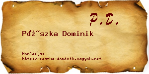 Pászka Dominik névjegykártya